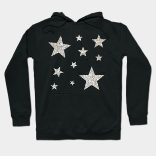 Silver Faux Glitter Stars Hoodie